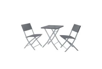 SVITA Polyrattan Bistro-Set Balkonset Klappmöbel Stuhl Tisch Gartenmöbel Grau