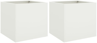 vidaXL Pflanzkübel 2 Stk. Weiß 42x40x39 cm Stahl 841550