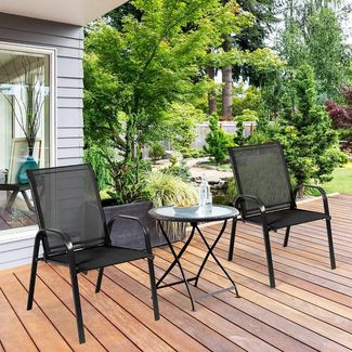 KOMFOTTEU Gartenstuhl (2 St), Bistrostuhl mit Rückenlehne & Armlehne