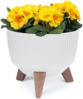 KONZEPT Blumentopf Pflanzschale 24/29cm Blumentopf mit Füßen, mit Wasserabfluss-Einsatz, wetterfest & UV-beständig, Übertopf für Innen & Außen