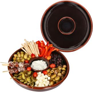 2x Juego Tapas Schale Ø33,5cm Ton Cazuela groß Dipschälchen Antipasti Fingerfood