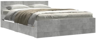 vidaXL Bettgestell mit Kopfteil Betongrau 120x200 cm Holzwerkstoff 3295572