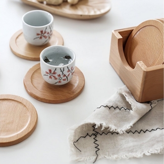 HomeGuru Becheruntersetzer Untersetzer aus 100% Massivholz, Set mit 7 Stück, kreative Geschenke