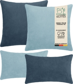 Selfitex Dekokissen 4er Set Cord Kissen inkl. Füllkissen, 2x 50x50 & 2x 30x50, robuster Bezug mit satten Farben, weiches Füllkissen