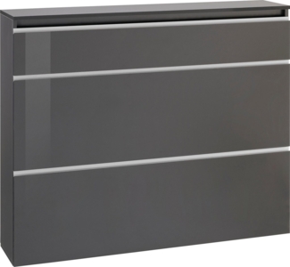 Schuhschrank >Magione< in Anthrazit Hochglanz - 120x108x26.5cm (BxHxT)