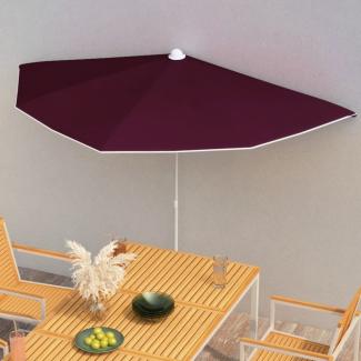 vidaXL Halb-Sonnenschirm mit Mast 180x90 cm Bordeauxrot 315563