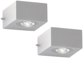 FISCHER & HONSEL LED Außen-Wandleuchte, LED fest integriert, Warmweiß, 2er SET kleine IP 54 Außenleuchten Silber & Wand-Beleuchtung Innen