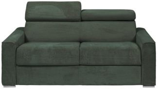 Vente-unique - Schlafsofa mit Matratze 3-Sitzer - Liegefläche mit Lattenrost mit breiten Latten 140 cm - Matratze 22 cm - Cord - Grün - VIZIR