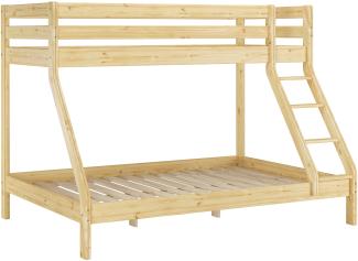 Erst-Holz Doppel-Etagenbett 140x200 und 90x200 Erwachsenen-Stockbett Kiefer Massivholz natur 60. 19-09-14