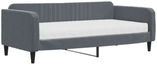 vidaXL Tagesbett mit Matratze Dunkelgrau 90x190 cm Samt 3197053