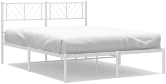 vidaXL Bettgestell mit Kopfteil Metall Weiß 135x190 cm 372227