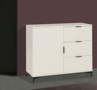 Kommode Lenea Sideboard 100cm weiß 1-türig mit Schubladen