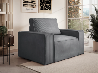 Vente-unique - Sessel - Cord - Anthrazit - AMELIA