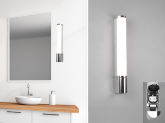 LED Bad Wandleuchte PIERA mit Steckdose Chrom 41,5cm - Spiegelleuchte
