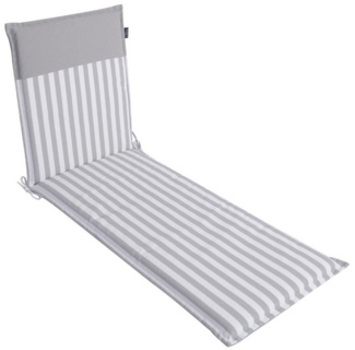 LILENO HOME Liegenauflage perfekt für Strandliegen, Sonnenliege Auflage, Gartenliege Auflage, (1er Set), Polsterauflage Streifen Hellgrau, Auflagen für Gartenliegen