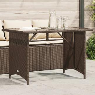 vidaXL Gartentisch mit Glasplatte Braun 110x68x70 cm Poly Rattan 366351