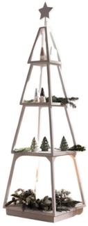 Dekoleidenschaft Standregal Dekotanne "Shabby White" aus Holz, weiß, Pyramide mit 4 Ebenen, 175 cm, hoch, Regal für Wohnzimmer, Küche & Bad, Weihnachtsbaum Alternative