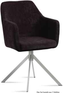 Armlehnstuhl (2er-Set) Dorrie 57x87x60 Edelstahl/Espresso