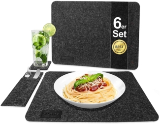 Kunden Retoure Tischset Platz Set inkl. Untersetzer und Bestecktaschen aus Filz - Für 6 Personen