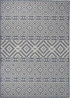 vidaXL Outdoor-Teppich Flachgewebe 200x280 cm Blau Gestreift 340840