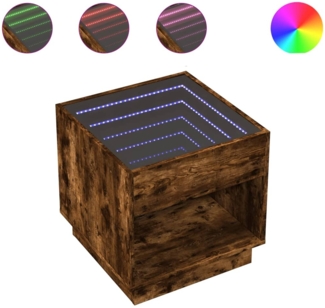 Couchtisch, Sofatisch mit Infinity-LED Räuchereiche 50x50x50 cm