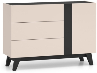 Lomadox Kommode FRIONA-131, kaschmir schwarz modern Möbelfüße 120 cm breit