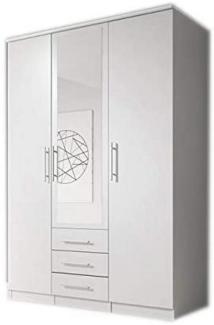 MOEBLO Drehtürenschrank RUTH 3D (mit Spiegel und Schubladen, Kleiderschrank 3-türig Schrank Garderobe Schlafzimmer) (BxHxT):150x210x64cm