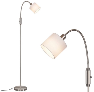ZMH LED Stehlampe Wohnzimmer Vintage Schwarz Stehleuchte Stoff Bogen 360°, Einfache Installtion, ohne Leuchtmittel, Metallsockel E14 Stofflampenschirm