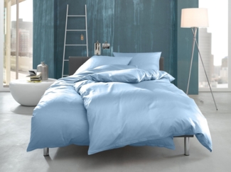 Mako Interlock Jersey Bettwäsche "Ina" uni/einfarbig himmel blau Garnitur 135x200 + 80x80