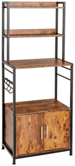 COSTWAY Küchenregal Aufbewahrungsregal, mit Lagerschrank & Haken
