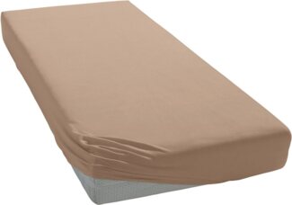 Janine Mako-Jersey Spannbetttuch Spannbettlaken 100% naturreine Baumwolle 90-100cm x 190-200cm 37 nougat