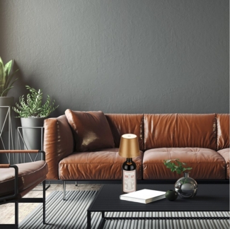 BRILONER – LED Flaschenlicht Dimmbar, Flaschenlampe Aufsatz LED, Tischlampe Kabellos, Dimmbare Nachttischlampe Touch, Schreibtischlampe, Leselampe, Warmweißes Licht, 11x9 cm (DxH), Gold-Matt