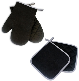 Delindo Lifestyle Topfhandschuhe Ofenhandschuhe, Topflappen, (4er Sparset, 4-tlg, bestehend aus 2x Ofenhandschuh + 2x Topflappen), Hitzebeständig bis 250 °C für maximal 15 Sekunden