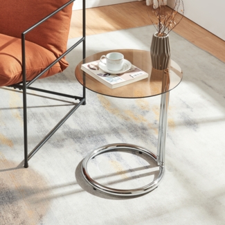 Beistelltisch Ylivieska 46xØ45 cm Chromfarben/Bernsteinglas [en. casa]