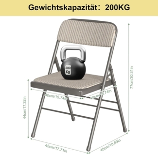 JEOBEST Klappstuhl Essstühle, Tragbare gepolsterte Küchenstühle für Aktivitäten im Freien, (Set, 4 St) Metall-Gestell 45 x 48 x 78cm