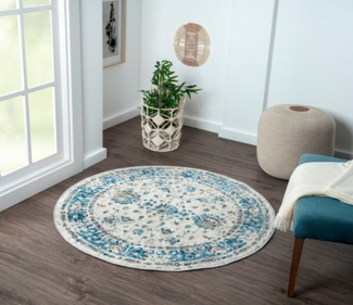 Myflair Möbel & Accessoires Teppich My Heriz, rund, Höhe: 8 mm, Kurzflor, klassisches Orient Design, besonders weich durch Microfaser