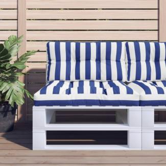 vidaXL Palettenkissen Blau Weiß Gestreift 80x40x12 cm Stoff 360616