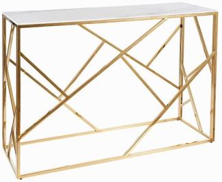 Konsolentisch Glastisch Escada C 120 x 40 x 78 cm Marmor weiß Gold