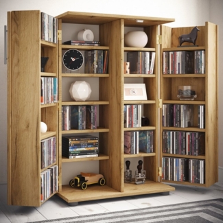 VCM CD-Regal Holz Schrank CD DVD Regal abschließbar Engalo XL