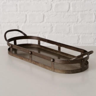 BOLTZE GRUPPE GmbH Tablett Boltze 2060966 Tablett Jette oval mit Henkel, (1-tlg)