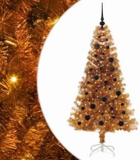 vidaXL Weihnachtsbaum mit 150 LEDs mit Ständer Gold 150 cm Haustier 3396613