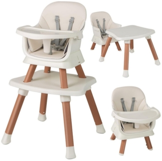 COSTWAY Hochstuhl, 6in1 Kombihochstuhl, Babystuhl, mit Sicherheitsgurt
