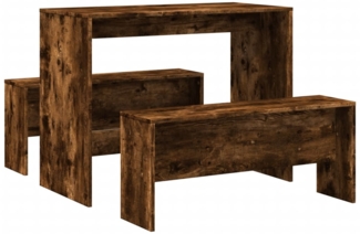 vidaXL 3-tlg. Esstisch und Bank Set Räuchereiche Holzwerkstoff 855535
