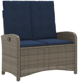 vidaXL Gartenbank Verstellbar mit Kissen Grau Poly Rattan 368223