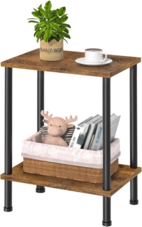 LELELINKY 2-Ebenen Beistelltisch Holz Nachttisch 40x30x55 cm Braun