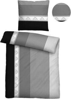 Kappa Linon Bettwäsche 0401501 LÄNGSSTREIFEN, sturmgrau, 1x 155x220 cm + 1x 80x80 cm