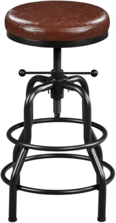 Yaheetech Vintage Barhocker Höhenverstellbarer Schraubhocker Barstuhl mit Dickem Kissen Montagefreie Hocker aus Kunstleder fürs Esszimmer/Küche/Bar/Salon/Café, braun