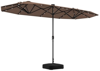 KOMFOTTEU Sonnenschirm, LED Doppelsonnenschirm mit Ständer, 4 x 2m