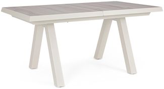 Gartenesstisch Krion aus Aluminium und Keramik, modern ausziehbar, beige Pelikan, für 6–8 Personen