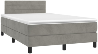 vidaXL Boxspringbett mit Matratze Hellgrau 120x190 cm Samt 3269843